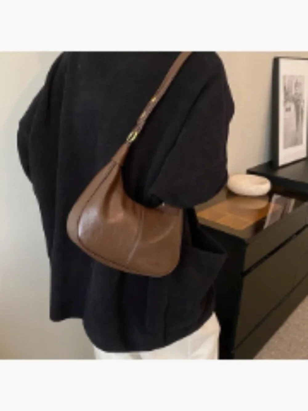 Small Hobo Bag Women Crescent Shoulder Purse Faux Leather Crossbody Handbag